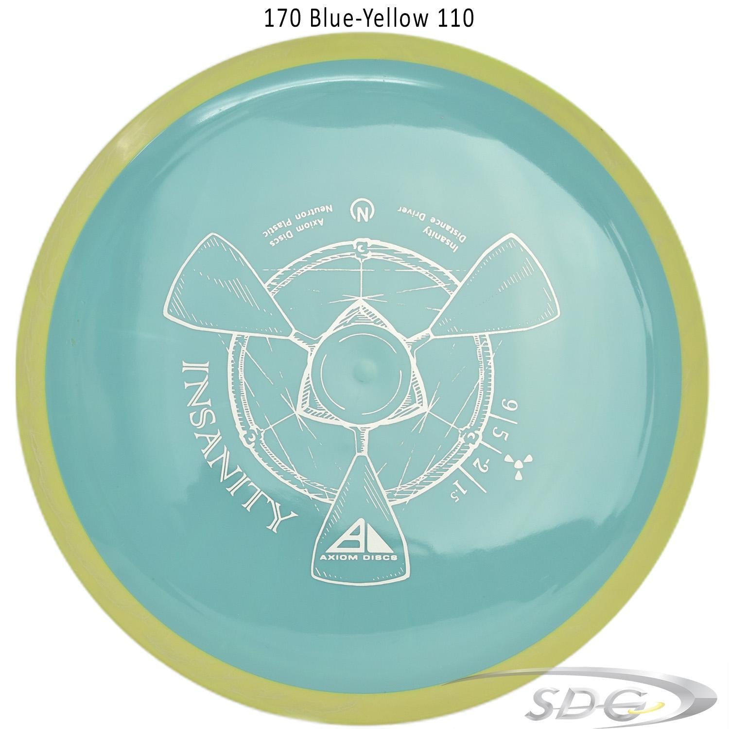 axiom-neutron-insanity-disc-golf-distance-driver 170 Blue-Yellow 110