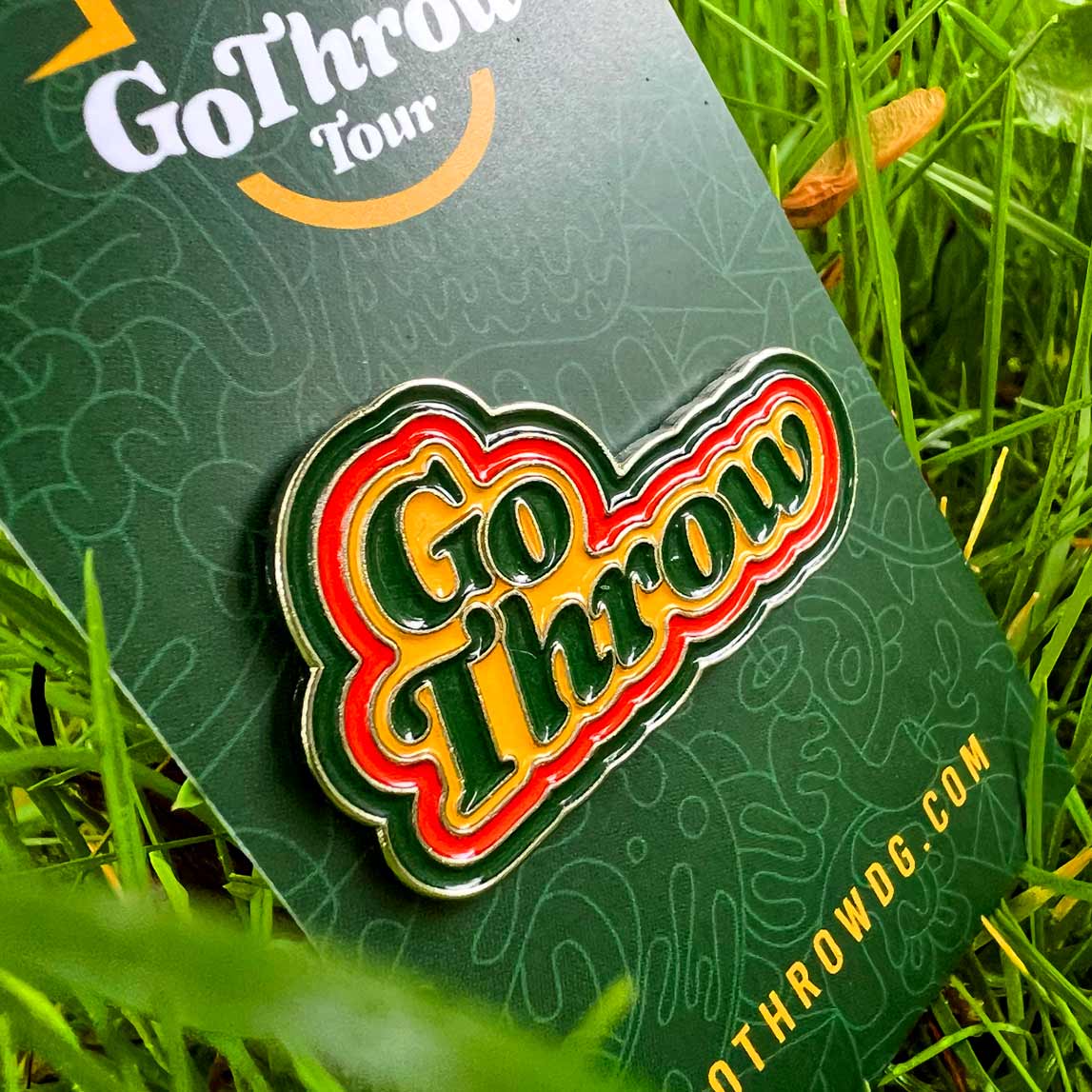Go Throw Stacked Logo 2025 Disc Golf Pin – Sabattus Disc Golf, Inc.