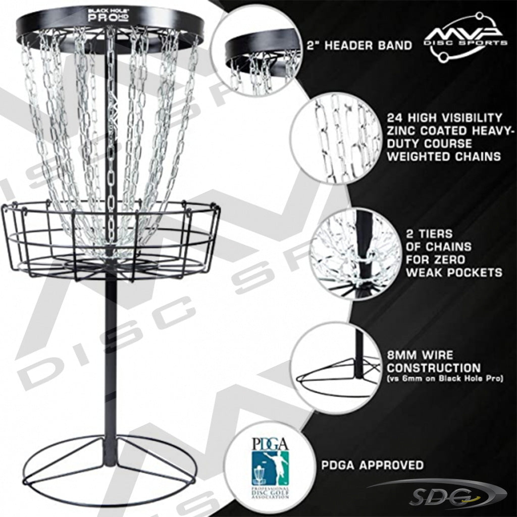 MVP Disc Sports Black Hole Pro HD Disc Golf Basket  features