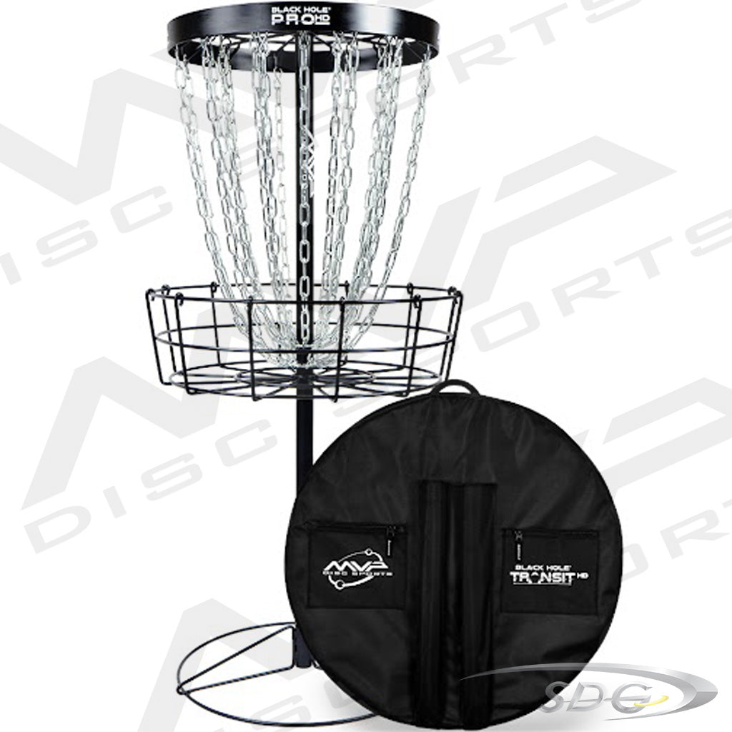 MVP Disc Sports Black Hole Pro HD Disc Golf Basket with Transit HD Carrying bag