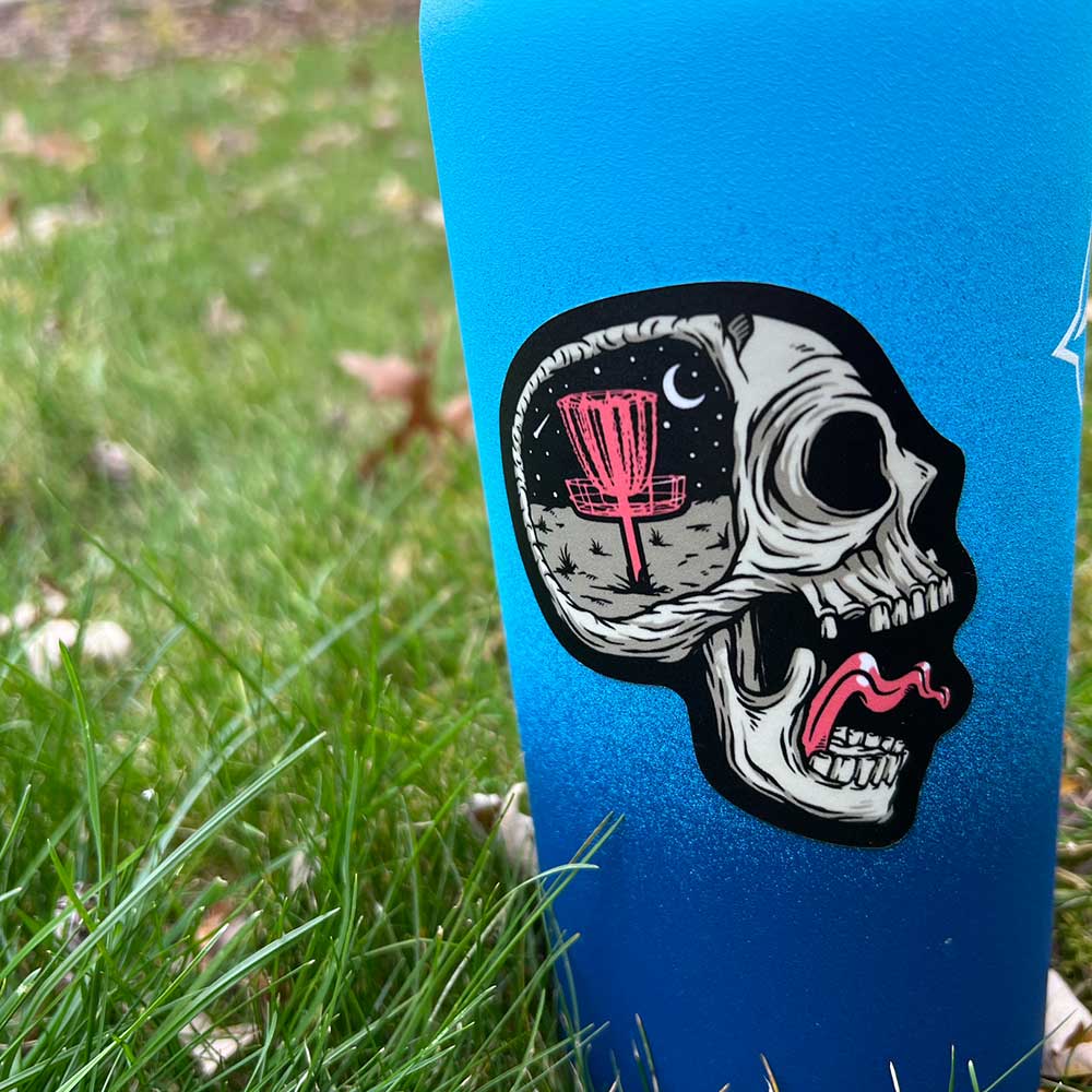 Screaming Skull Disc Golf Sticker