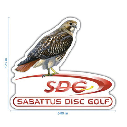 sabattus-disc-golf-cutout-sticker-disc-golf-accessories Hawk-Red 5.23"x6" 