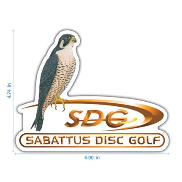 sabattus-disc-golf-cutout-sticker-disc-golf-accessories Falcon-Orange 4.74"x6" 