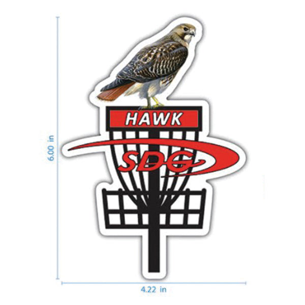 sabattus-disc-golf-cutout-sticker-disc-golf-accessories Hawk-Red Basket 6"x4.22" 
