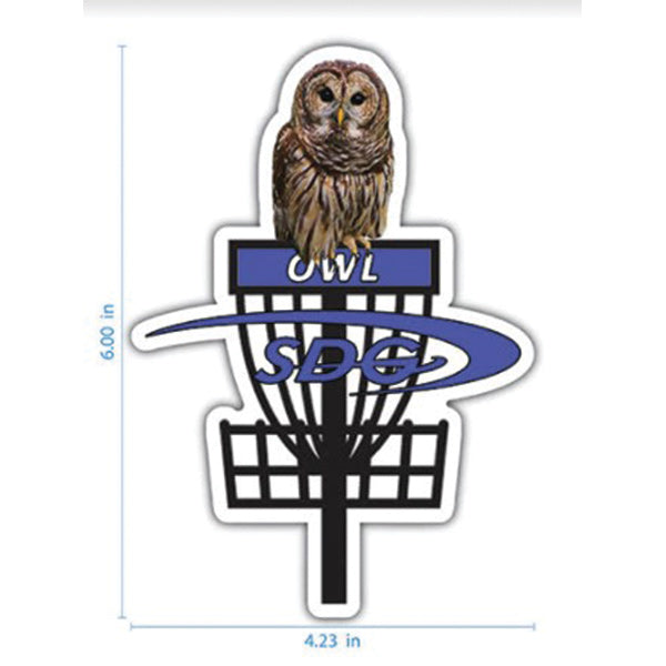 sabattus-disc-golf-cutout-sticker-disc-golf-accessories Owl-Blue Basket 6"x4.23" 