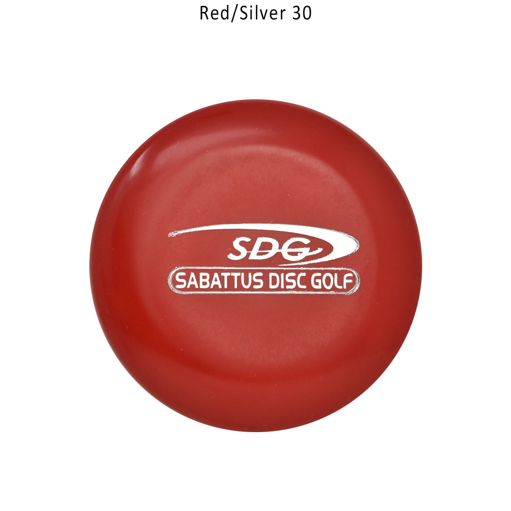 innova-mini-marker-regular-w-sdg-swish-logo-disc-golf Red-Silver Stamp 30 