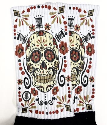 tee-box-sox-disc-golf-apparel Large-Dia de Los Muertos White 