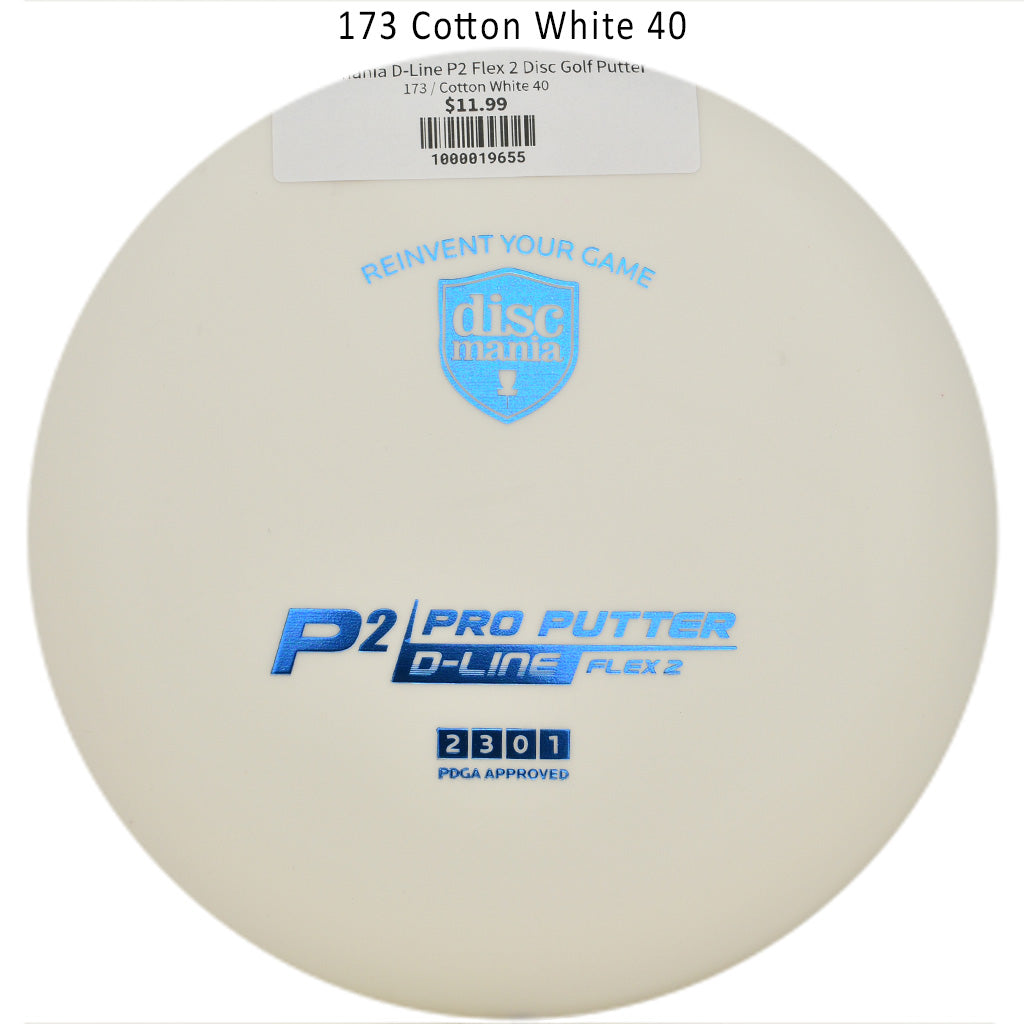 discmania-d-line-p2-flex-2-disc-golf-putter 173 Cotton White 40