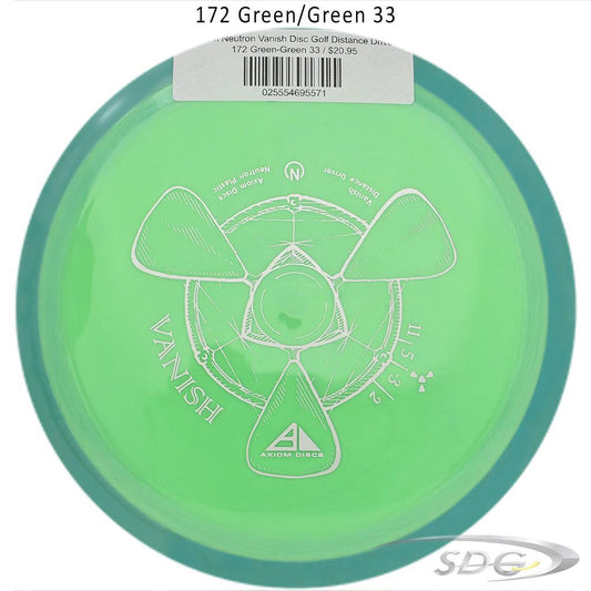 axiom-neutron-vanish-disc-golf-distance-driver 172 Green-Green 33 