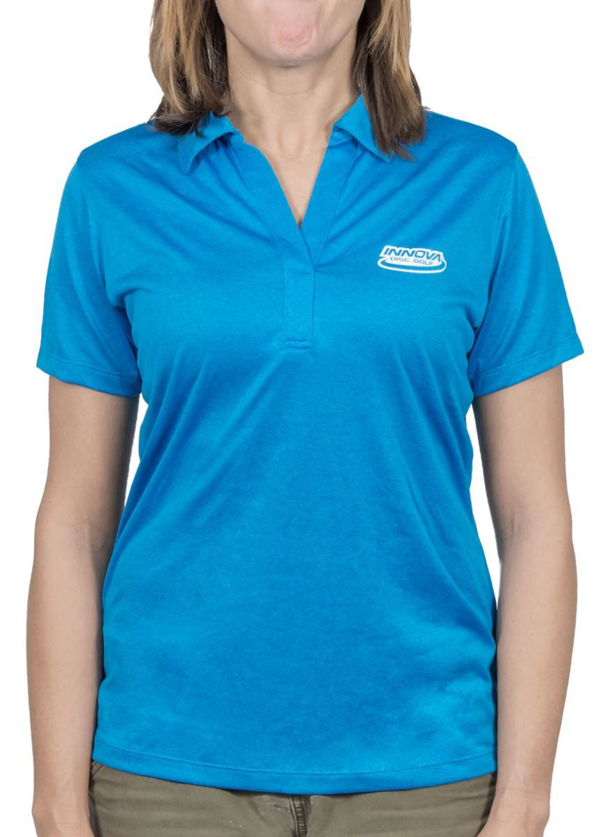 innova-ladies-contender-performance-polo-short-sleeve-disc-golf-apparel Medium Aqua Blue