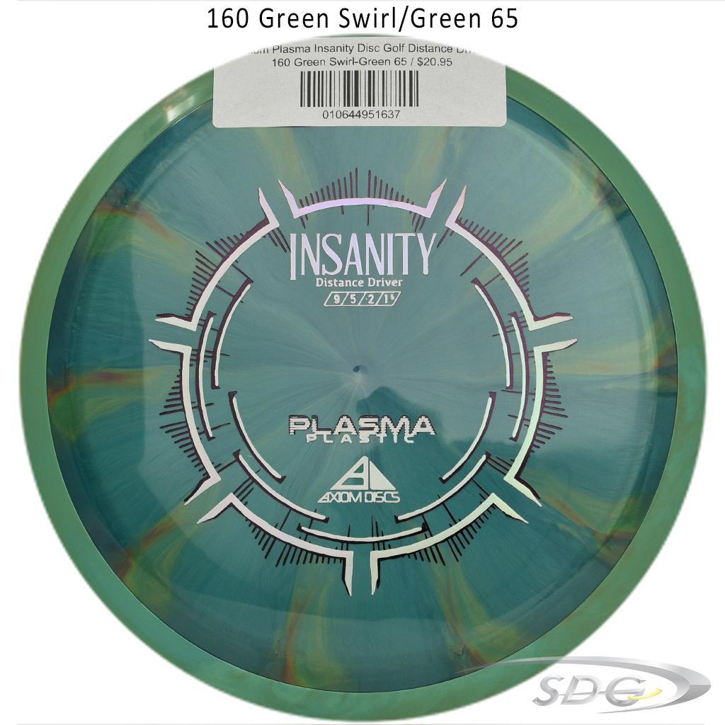 axiom-plasma-insanity-disc-golf-distance-driver 160 Green Swirl-Green 65 