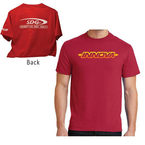 innova-striped-bar-logo-short-sleeve-w-sdg-logo-discmania-disc-golf-shirt Small Red