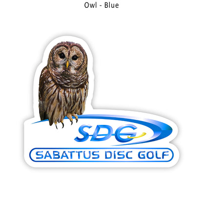 sabattus-disc-golf-cutout-sticker-disc-golf-accessories Owl-Blue 4.0"x3.1" 