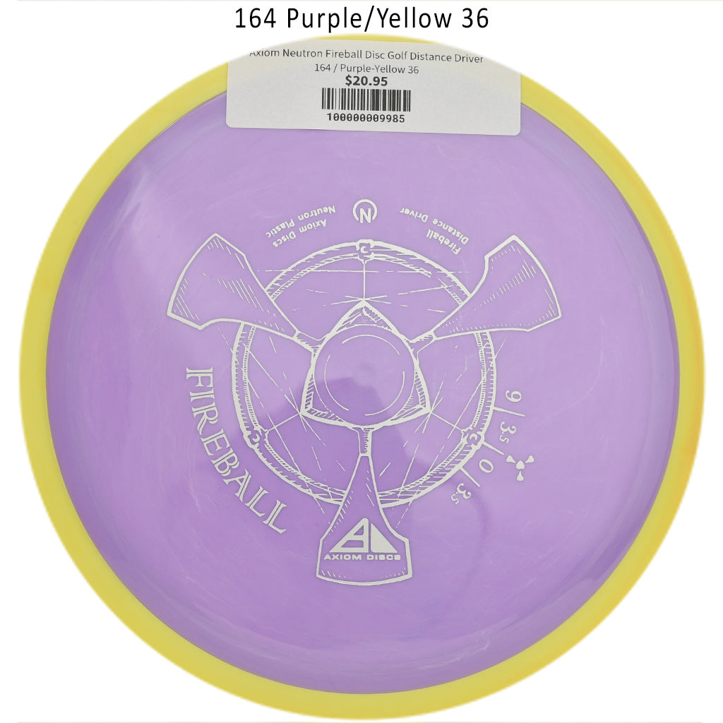 axiom-neutron-fireball-disc-golf-distance-driver 164 Purple-Yellow 36 