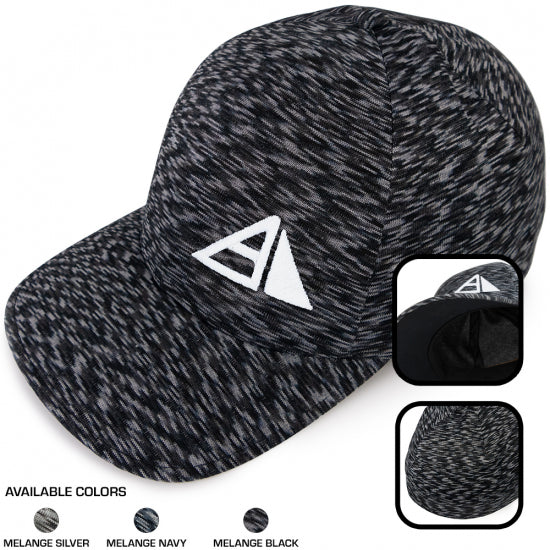 axiom-flexfit-delta-unipanel-icon-logo-disc-golf-hat Melange Black top view
