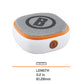 Bushnell Disc Jockey Bluetooth Speaker white orange and gray front view with measurement 
