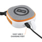 Bushnell Disc Jockey Bluetooth Speaker white orange and gray charger view
