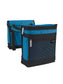 Zuca Saddle Bag Set shown in Blue- One side cooler pouch the other side storage pouch with zippered pocket on front, includes a comfy built-in seat cover in between  