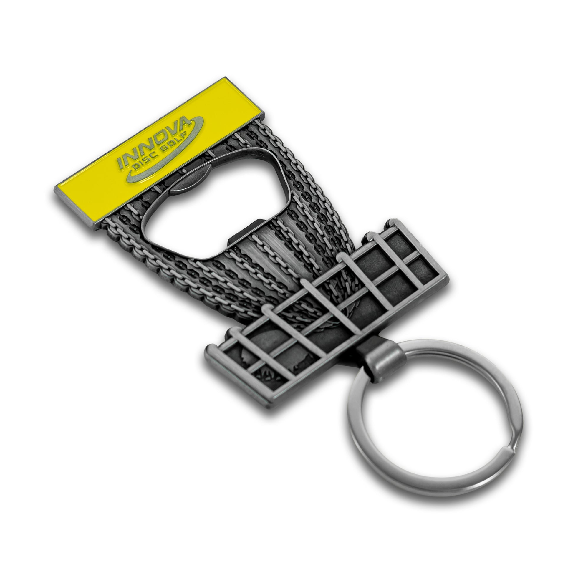 Innova DISCatcher Bottle Opener Keychain Disc Golf Accessories Silver-Yellow