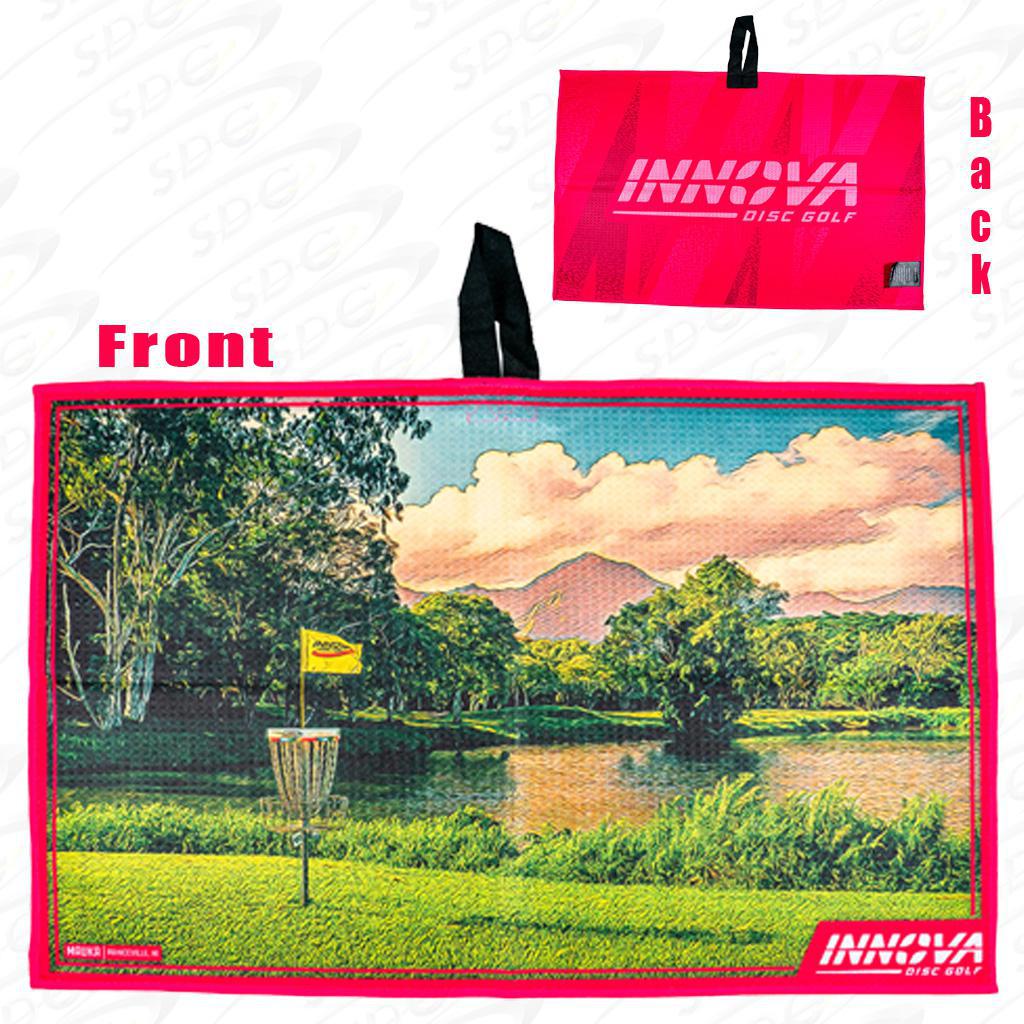 innova-2023-tour-course-disc-golf-towel Pink Mauka Hawaii 