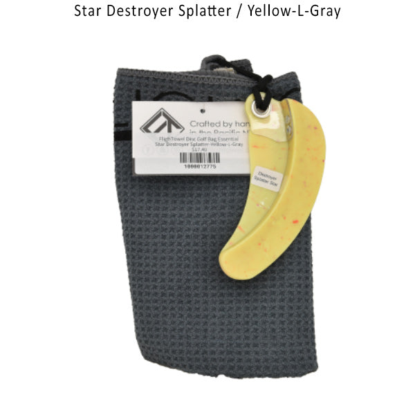 flightowel-disc-golf-bag-essential Star Destroyer Splatter-Yellow-L-Gray 