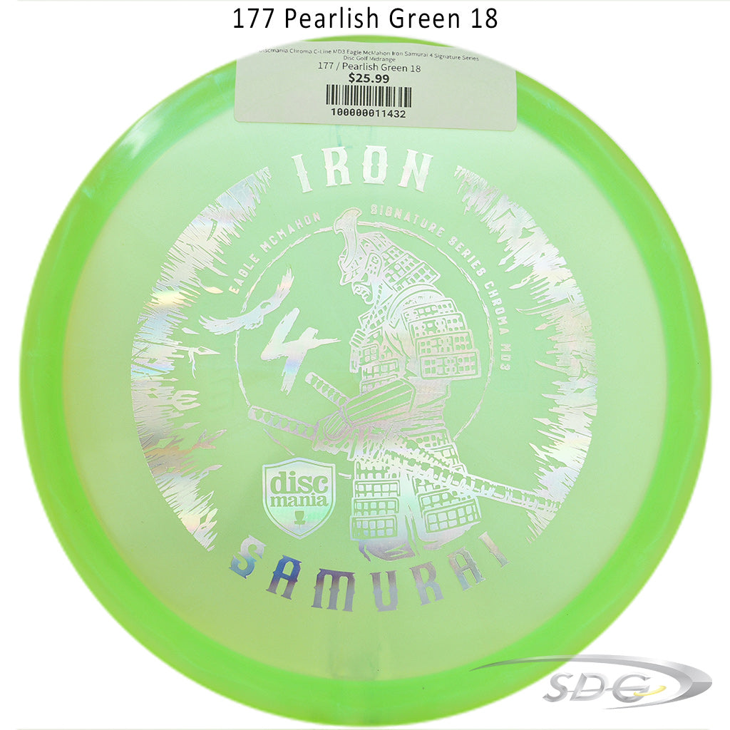 discmania-chroma-c-line-md3-eagle-mcmahon-iron-samurai-4-signature-series-disc-golf-midrange 177 Pearlish Green 18