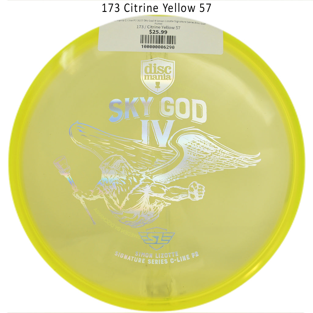 discmania-c-line-p2-2022-sky-god-4-simon-lizotte-signature-series-disc-golf-putter 173 Citrine Yellow 57