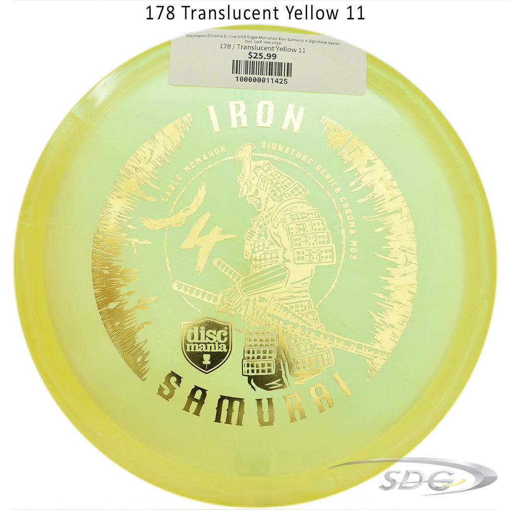 discmania-chroma-c-line-md3-eagle-mcmahon-iron-samurai-4-signature-series-disc-golf-midrange 178 Translucent Yellow 11