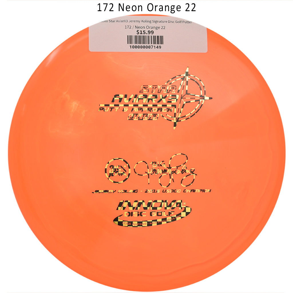 innova-star-aviarx3-jeremy-koling-signature-disc-golf-putter 172 Neon Orange 22
