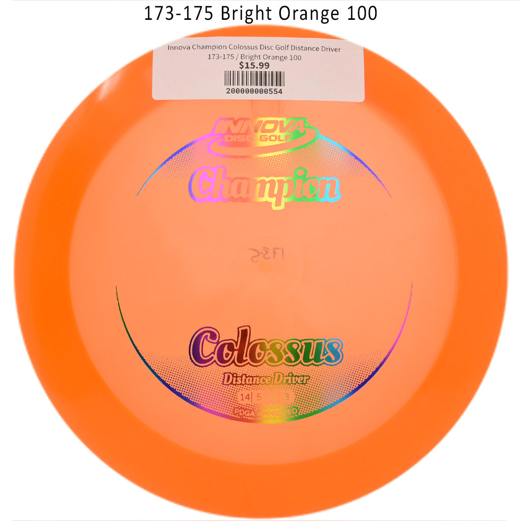 innova-champion-colossus-disc-golf-distance-driver 173-175 Bright Orange 100