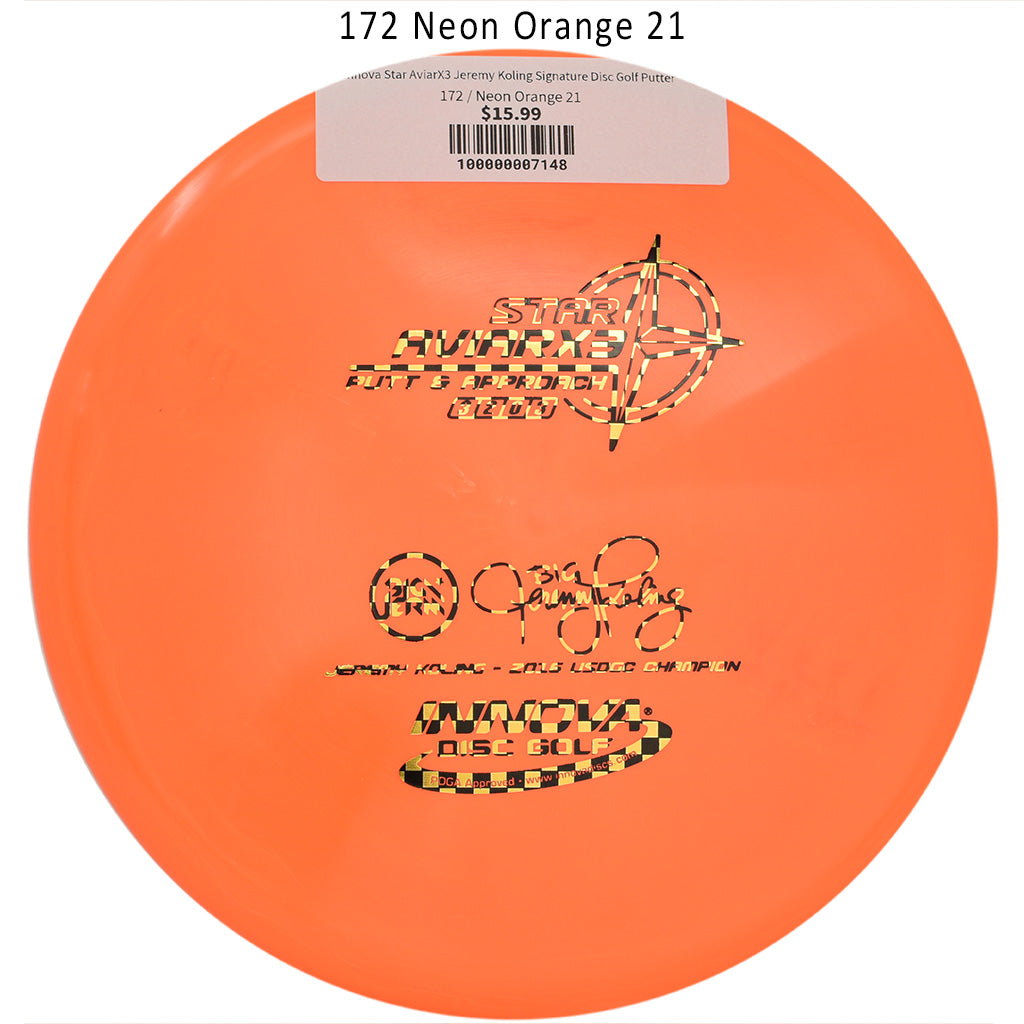 innova-star-aviarx3-jeremy-koling-signature-disc-golf-putter 172 Neon Orange 21