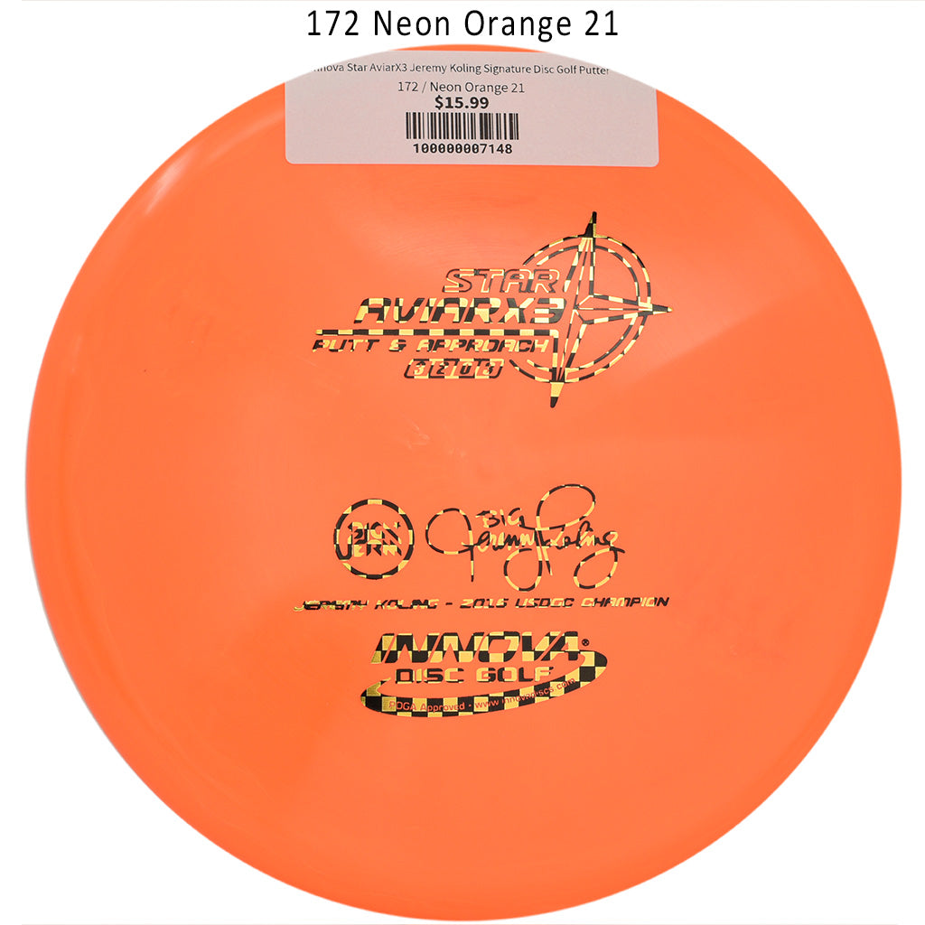 innova-star-aviarx3-jeremy-koling-signature-disc-golf-putter 172 Neon Orange 21 