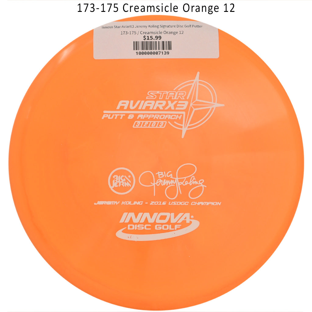 innova-star-aviarx3-jeremy-koling-signature-disc-golf-putter 173-175 Creamsicle Orange 12