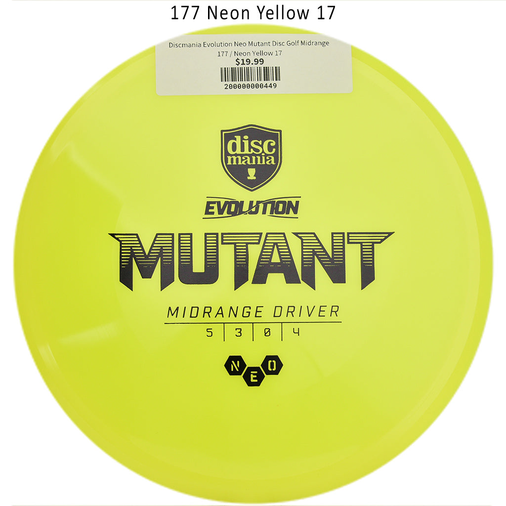 discmania-evolution-neo-mutant-disc-golf-midrange 177 Neon Yellow 17