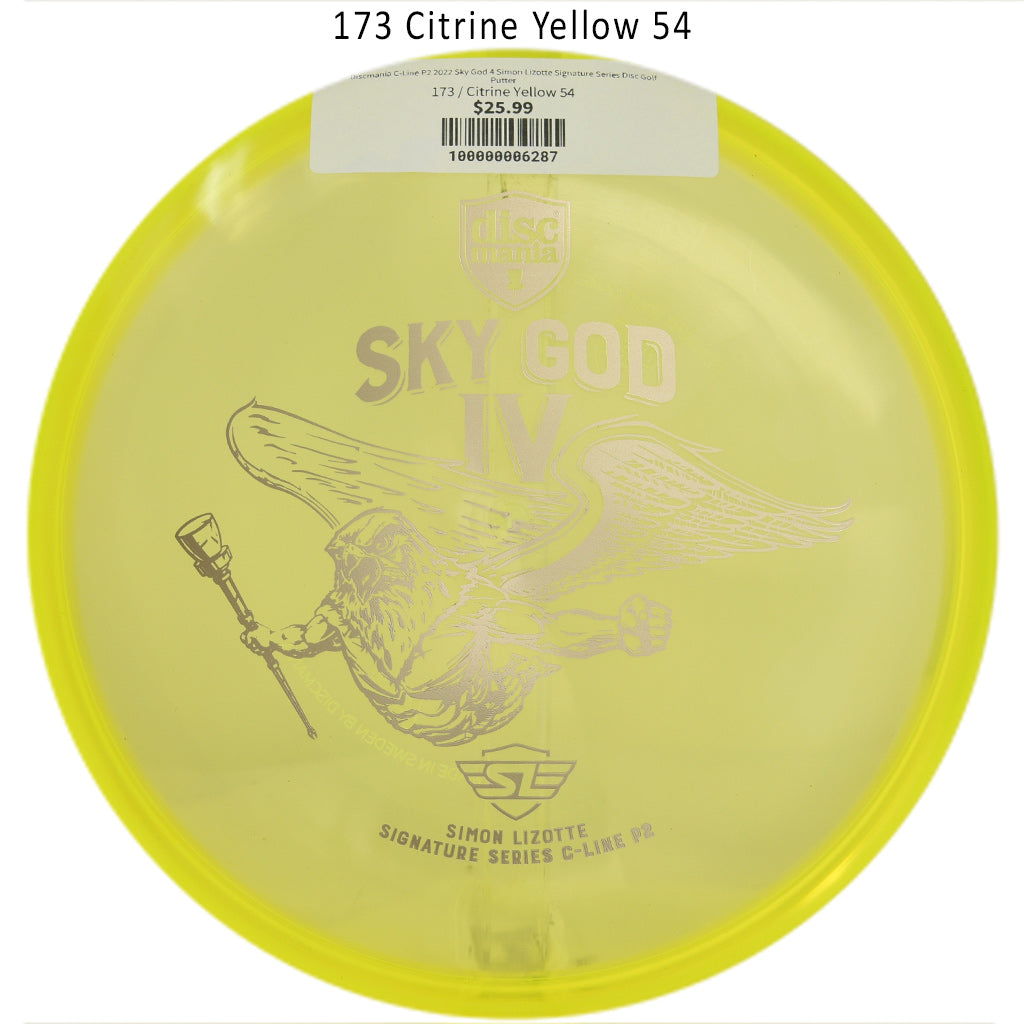 discmania-c-line-p2-2022-sky-god-4-simon-lizotte-signature-series-disc-golf-putter 173 Citrine Yellow 54