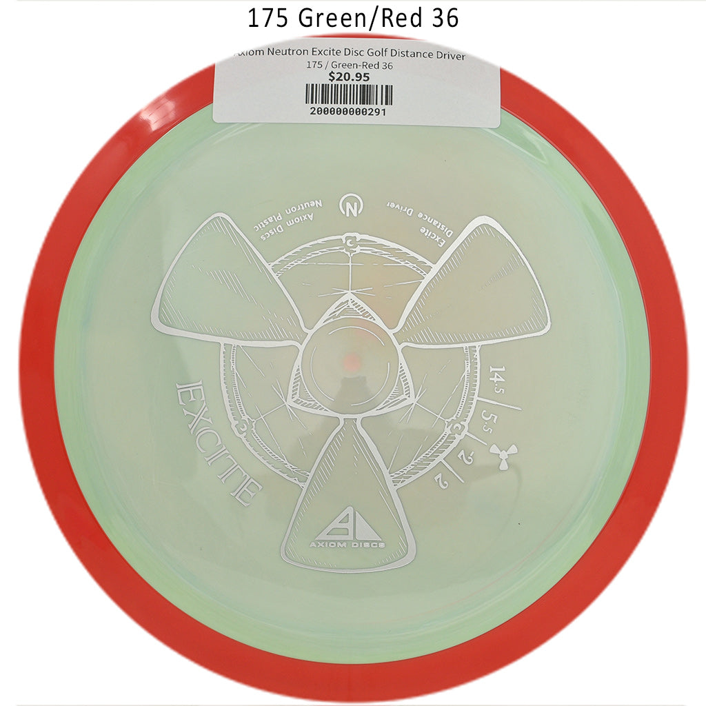 axiom-neutron-excite-disc-golf-distance-driver 175 Green-Red 36 