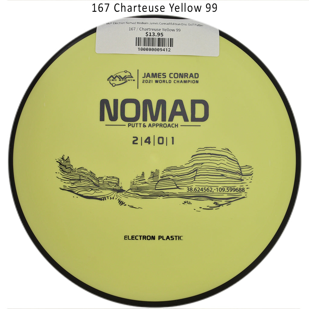 mvp-electron-nomad-medium-james-conrad-edition-disc-golf-putter 167 Chartreuse Yellow 99 