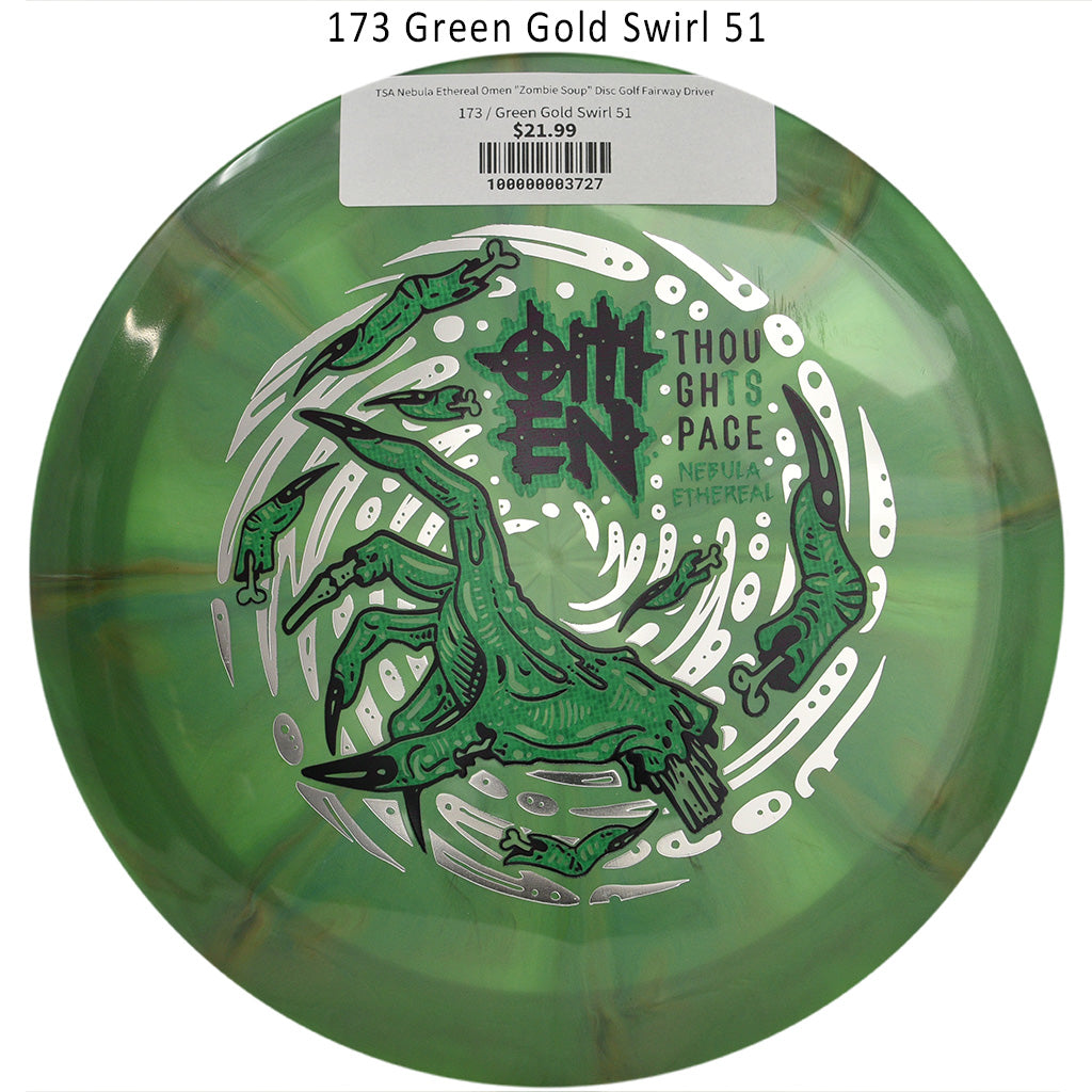 tsa-nebula-ethereal-omen-zombie-soup-disc-golf-fairway-driver 173 Green Gold Swirl 51