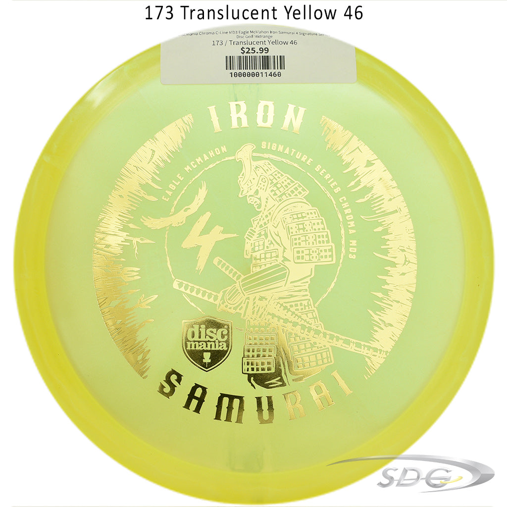 discmania-chroma-c-line-md3-eagle-mcmahon-iron-samurai-4-signature-series-disc-golf-midrange 173 Translucent Yellow 46