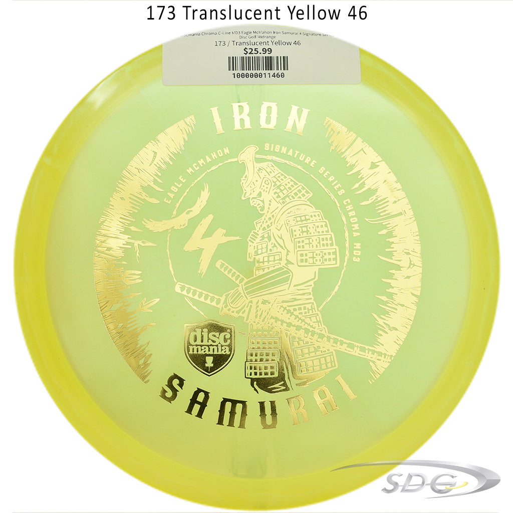 discmania-chroma-c-line-md3-eagle-mcmahon-iron-samurai-4-signature-series-disc-golf-midrange 173 Translucent Yellow 46