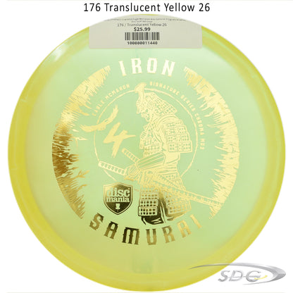 discmania-chroma-c-line-md3-eagle-mcmahon-iron-samurai-4-signature-series-disc-golf-midrange 176 Translucent Yellow 26