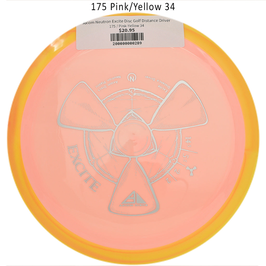 axiom-neutron-excite-disc-golf-distance-driver 175 Pink-Yellow 34 