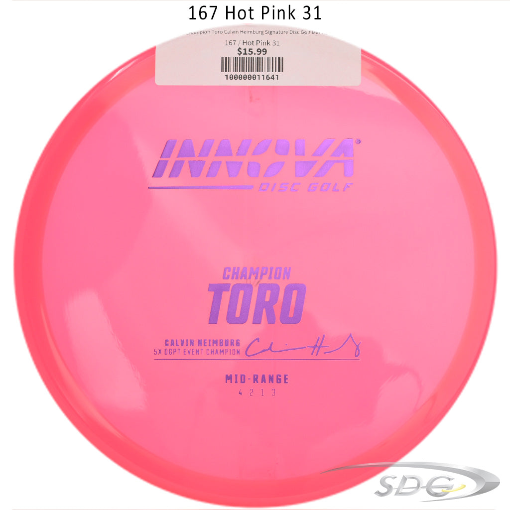 innova-champion-toro-calvin-heimburg-signature-disc-golf-mid-range 167 Hot Pink 31 